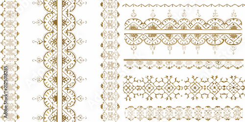 Quadro su tela Gold floral ornament set on a white background