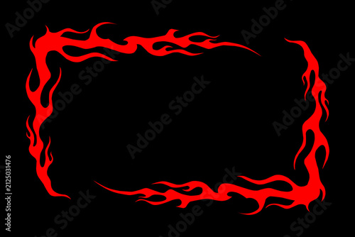 Flame border frame vector with tribal fire design, perfect for posters, gaming overlays, banners, stickers, apparel, branding, and decorative graphic projects