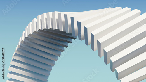 Canvastavla 3D abstract white twisted block wave arch