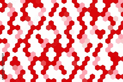 Vibrant Hexagonal Grid Pattern in Shades of Red and Pink Creating a Modern Abstract Geometric Background Design for Digital Art and Web Elements