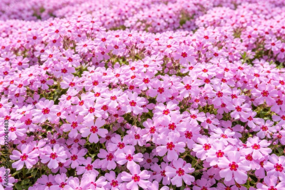 Obraz premium Vibrant Field of Pink Flowers in Full Bloom under Bright Sunlight