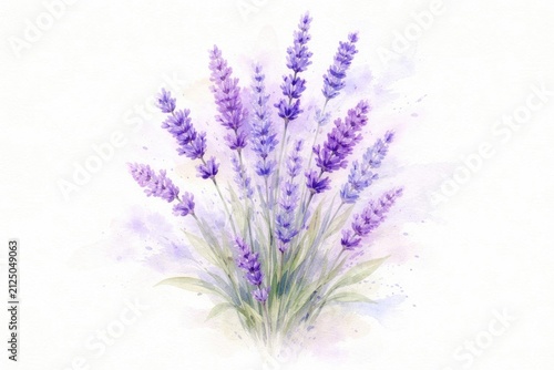 Lavender Flowers Bouquet on Soft White Background with Gentle Colors