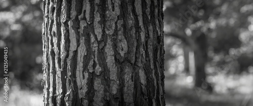 Closeup of Tree Bark in Black and White with Soft Background Blur