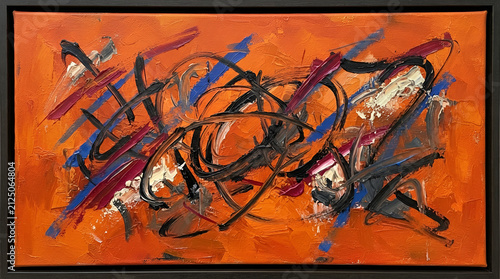 Abstract oil painting with gestural brushstrokes. Modern artistic expression in vibrant colors.