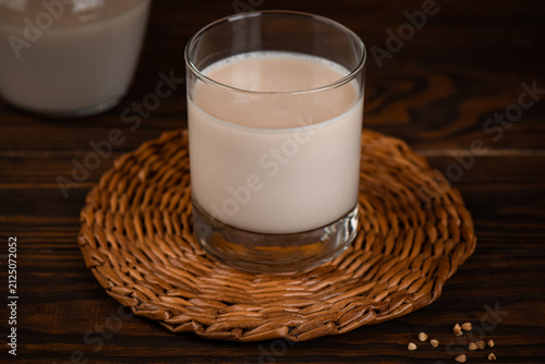 Minimal composition of homemade green buckwheat milk with organic buckwheat grains