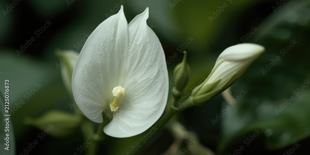 Fototapeta premium Elegant White Flower Blooming Amidst Lush Green Foliage