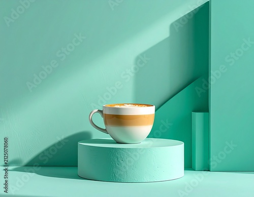 Coffee Latte on Green Podium
