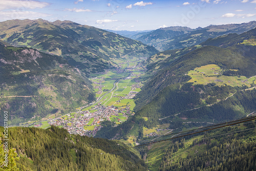 Mayrhofen and Hippach in the Zillertal, seen from the top of the Ahorn ropeway