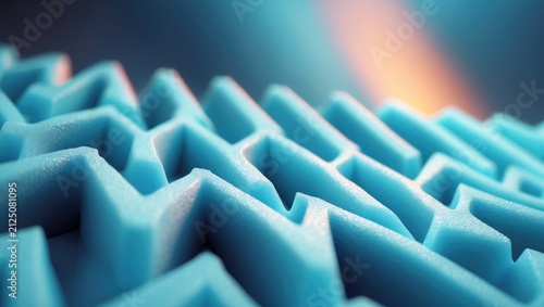 Textured Blue Foam Surface with Soft Lighting in Abstract Closeup