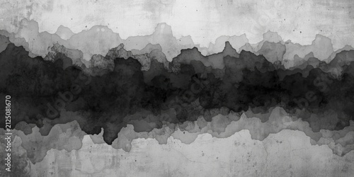 Abstract Black and White Ink Wash Texture with Soft Edges
