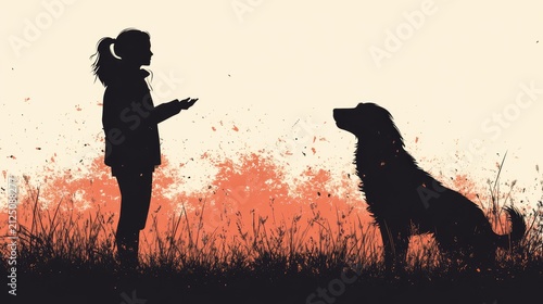 Pet Care and Positive Dog Training Illustration Background. AI generated