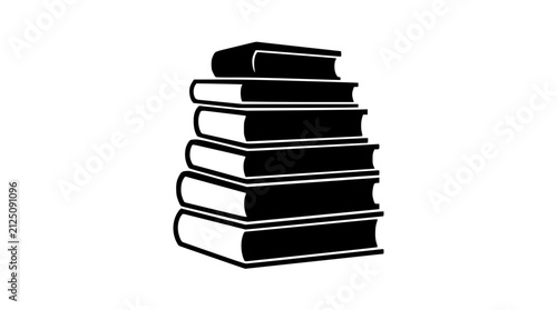 Stack of Books Vector Silhouette Illustration on White Background
