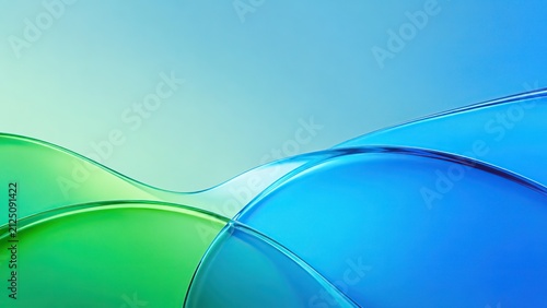Abstract blue and green waves background. Smooth flowing liquid shapes for modern design.