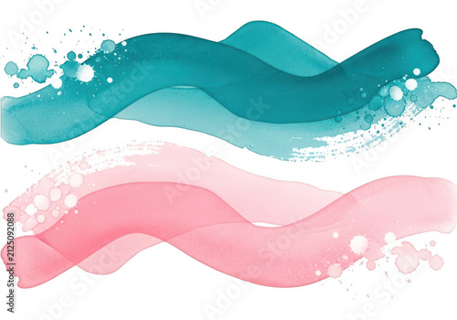 Abstract wavy watercolor brush stroke design isolated on transparent background