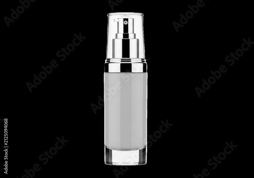Makeup foundation bottle with pump dispenser isolated on transparent background