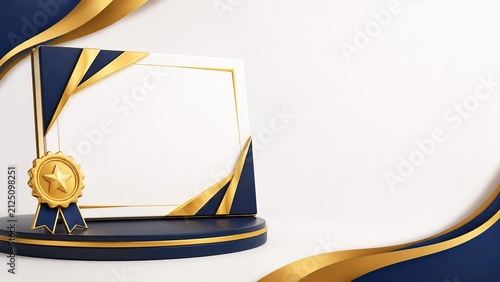 Blank certificate template with gold seal. Luxury diploma border for professional awards.