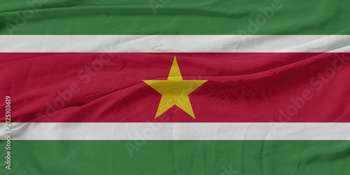 Suriname Flag Wind Waves Fabric in Breeze