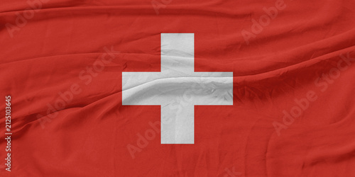 Switzerland Flag Wind Waves Fabric in Breeze