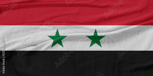 Syria Flag Wind Waves Fabric in Breeze