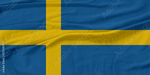 Sweden Flag Wind Waves Fabric in Breeze