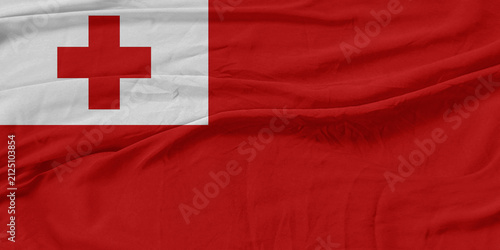 Tonga Flag Wind Waves Fabric in Breeze