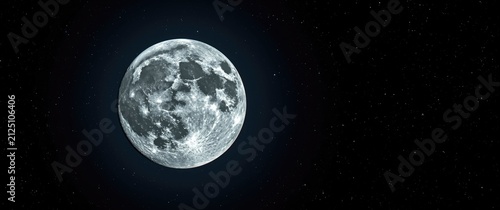 Full Moon Illuminating a Starry Night Sky