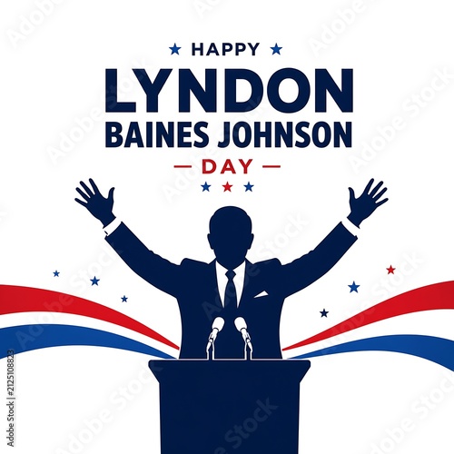 Happy lyndon baines johnson day celebration illustration