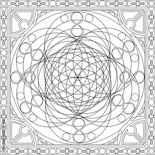 Page Coloriage pour Adultes Livre Design Motif Graine de Vie Sphères Symbole Infini Vecteur Illustration