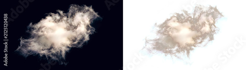 Set of 4 Cloud Assets for Design Projects; Dreamlike Fluffy Sky Texture and Magical Vapor; Soft White Cotton Shape for Isolated Background