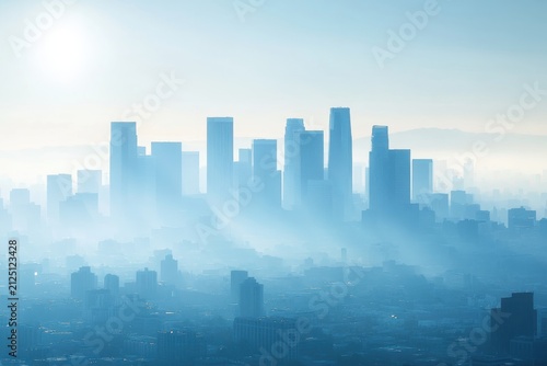 Misty Morning Over a Vast City Skyline