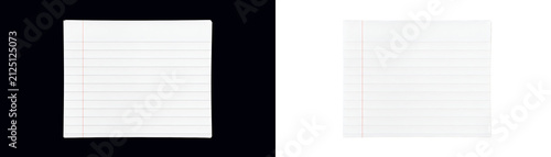 Lined notebook paper mockup set, blank white ruled stationery sheets, minimalist paper texture on black and white backgrounds