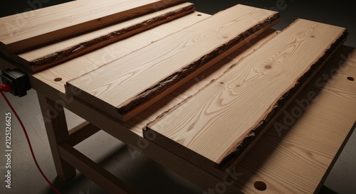 Raw Wood Planks Prepared for Crafting and Furniture Making.