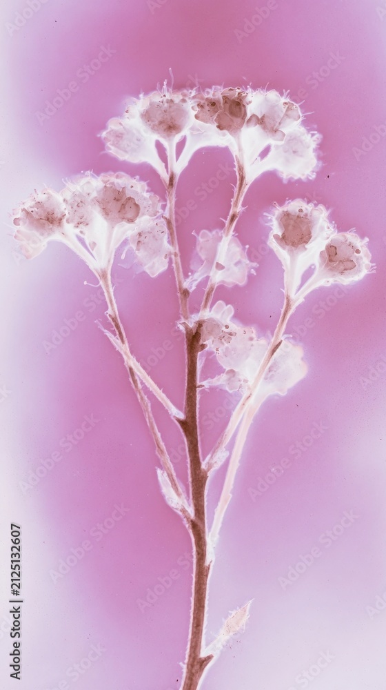 Obraz premium Ethereal floral silhouette on pink background, perfect for mobile wallpaper.