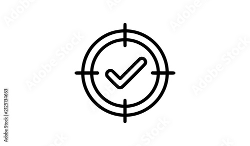 Quadro su tela Vector Line Icon for Exactly with Precision Check Mark and Target Symbol
