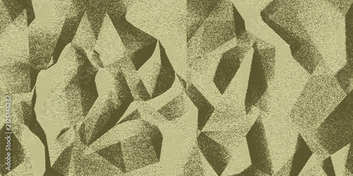 Obraz na plátne Geometric abstract pattern with textured facets in muted olive tones creating a
