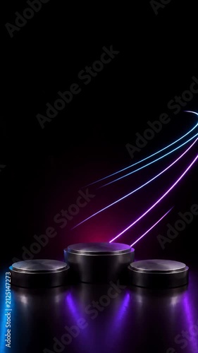 Black Friday Product Display Podium with Neon Light Trails, Luxury Retail Sale Showcase and Premium Shopping Promotion Background, Vertical Video