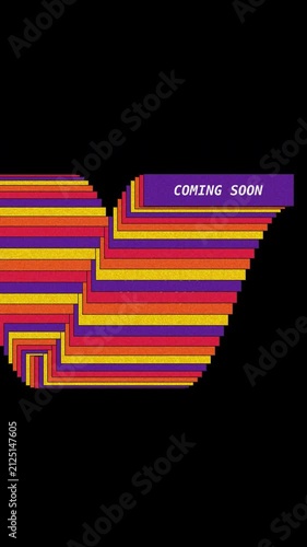 Retro colorful coming soon typography animation with transparent background