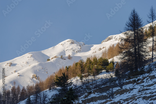 Wintertime in Ligurian Alps, Piedmont region, northwestern Italy