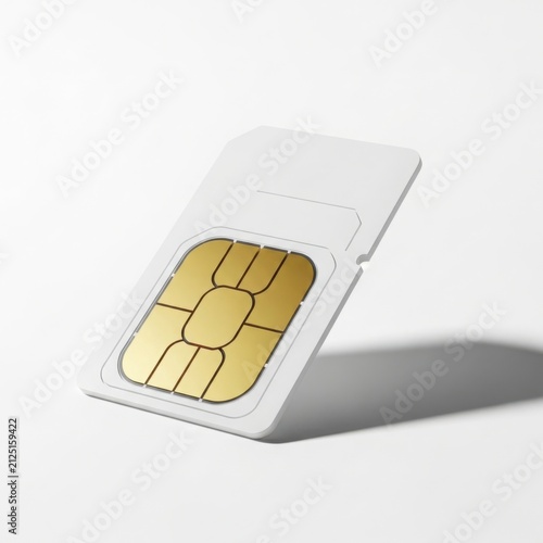 A single white mobile phone SIM card with a golden contact chip