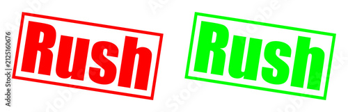Fotografie Red and green rush stamps with contrasting colors indicating urgency during a bu