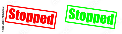 Red and green rubber stamps indicating stop during a business meeting with clear copy space Isolated on transparent background