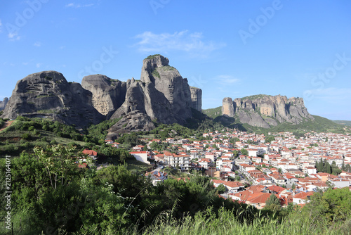 Meteora Townscape With Rock Formations