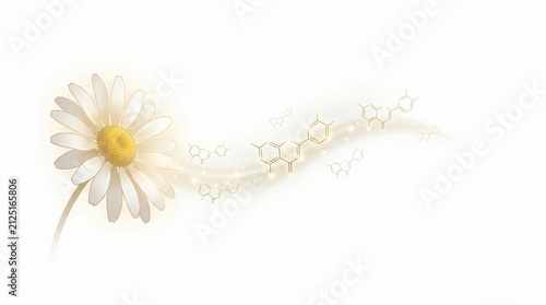 Calming flavonoid compounds flowing from a chamomile flower
