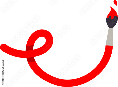 Creative Artist Concept with Fluid Red Paint Stroke and Professional Brush Icon Illustration
