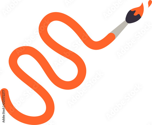 Artist Paintbrush Creating a Curved Orange Paint Stroke for Creative Art and Graphic Design