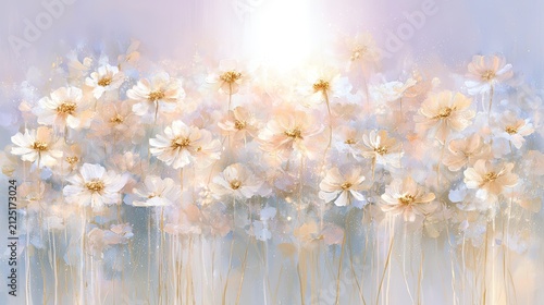 Soft Focus Floral Meadow with Gentle Sunlight.