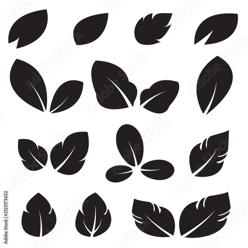 Set of black leaf icons