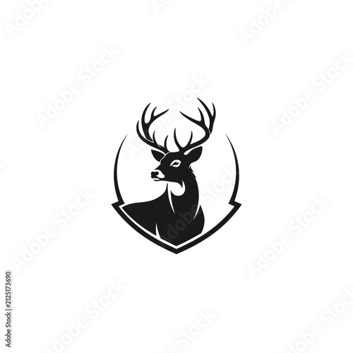 Majestic deer silhouette within a shield emblem
