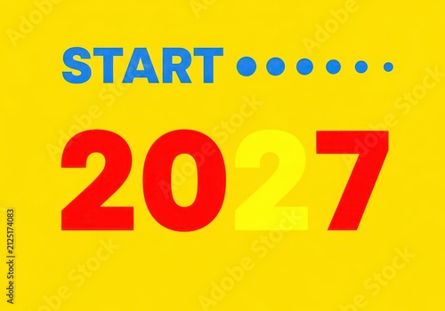 Bright Yellow Background With Start Dots And Red 2027 Numbers