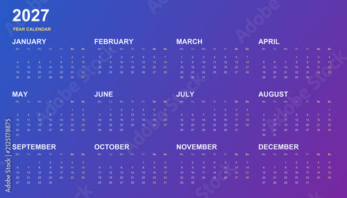 Konstfotografi Yearly planner, calendar for 2024, colorful printable organizer template